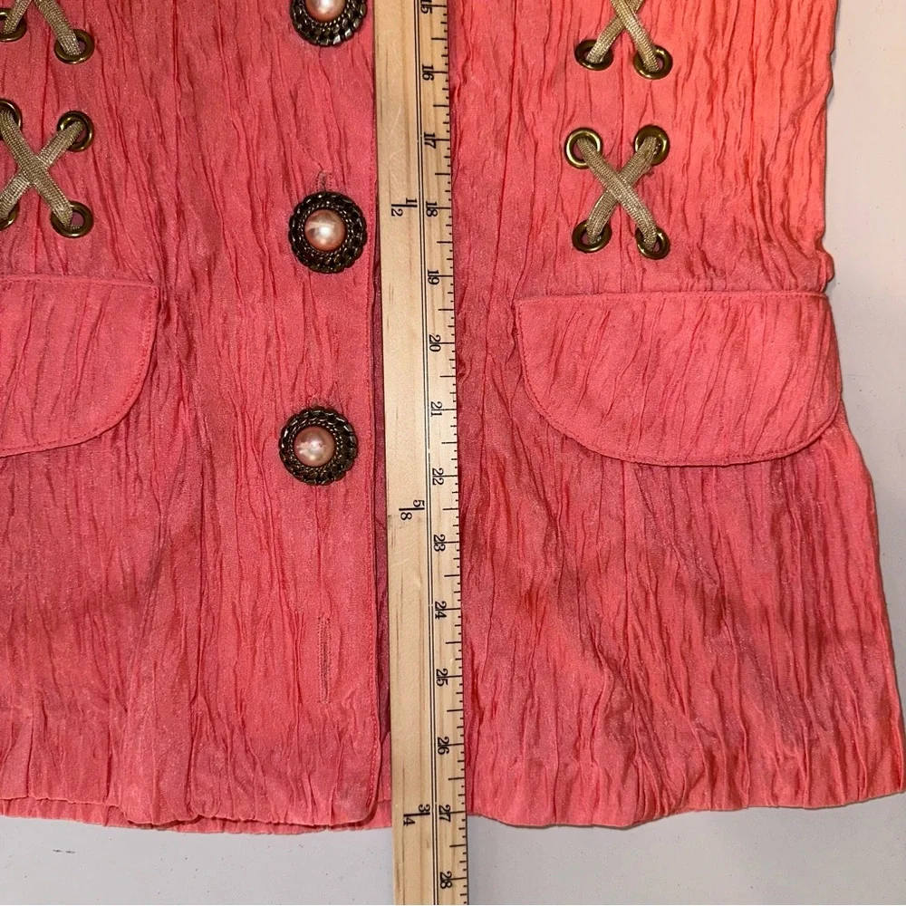Vintage Sue Blue Tank And Jacket 2 Piece Set Sz‎ XL? Coral Crinkle USA Made READ